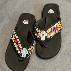 Embellished Black Kids Sandals with Colorful Accents